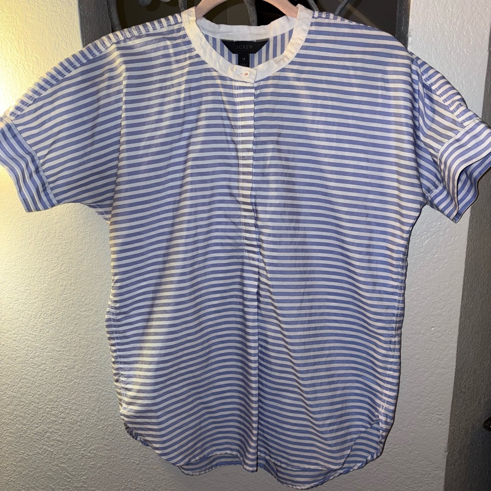 J. Crew Blue and White Striped Casual Shirt